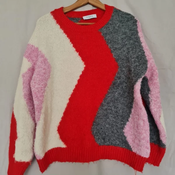Axara Paris Women’s Colour Block Jumper M /   Red Pink UK 12-14