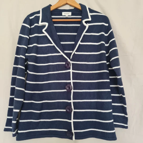 Paramour Women’s Striped Knit Cardigan XL / UK 20-22 Navy White