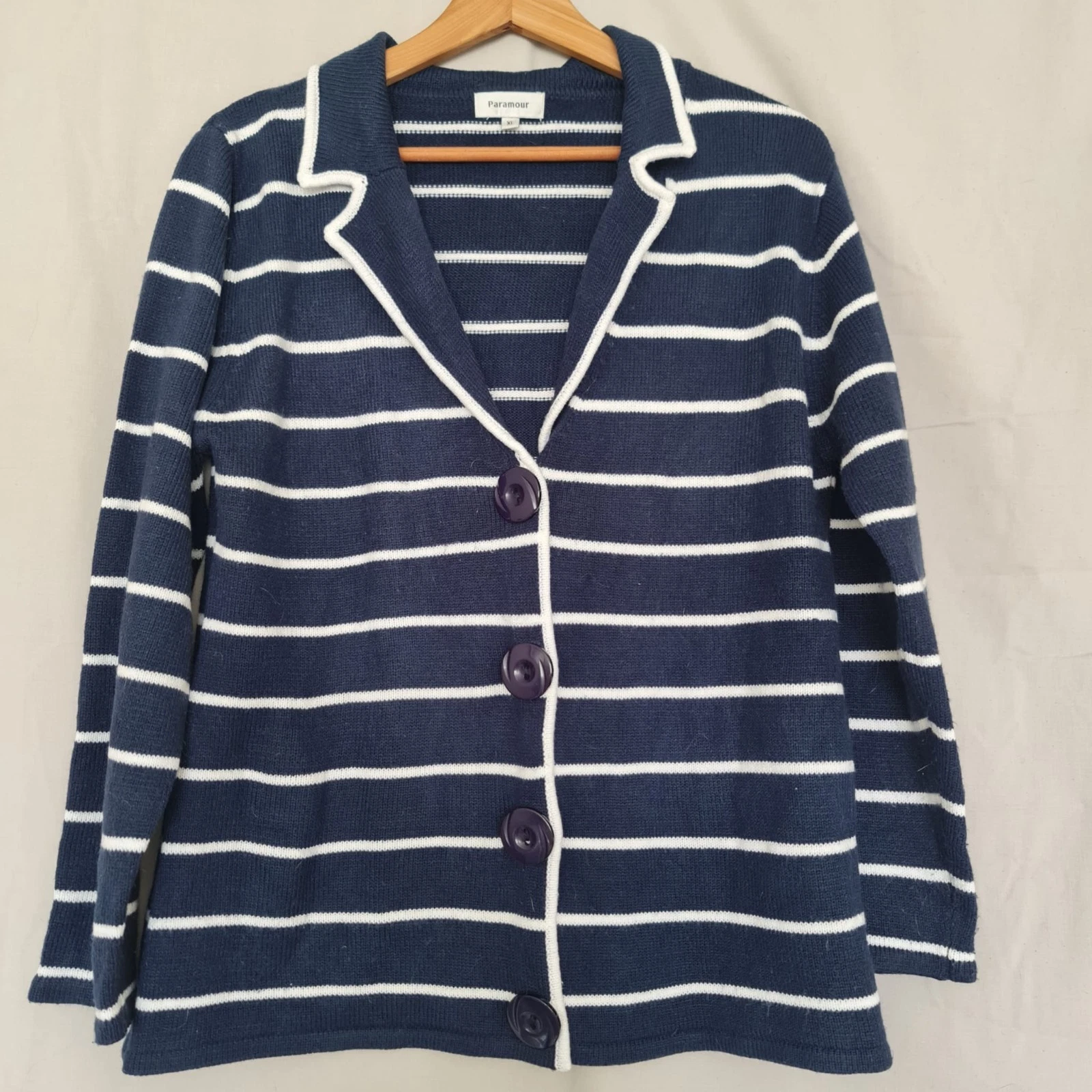 Paramour Women’s Striped Knit Cardigan XL / UK 20-22 Navy White