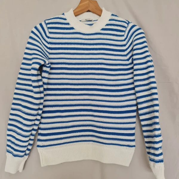 TU Women’s Blue White Striped Cotton Jumper S / UK 8-10