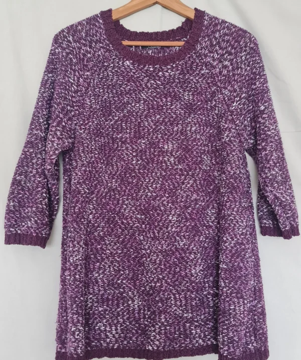 BM Collection Women’s Textured Knit Tunic Jumper Purple UK 12-14