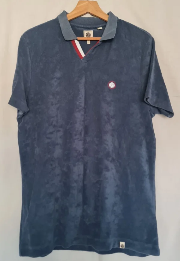 Pretty Green Men’s Navy Velour Polo Shirt Size L