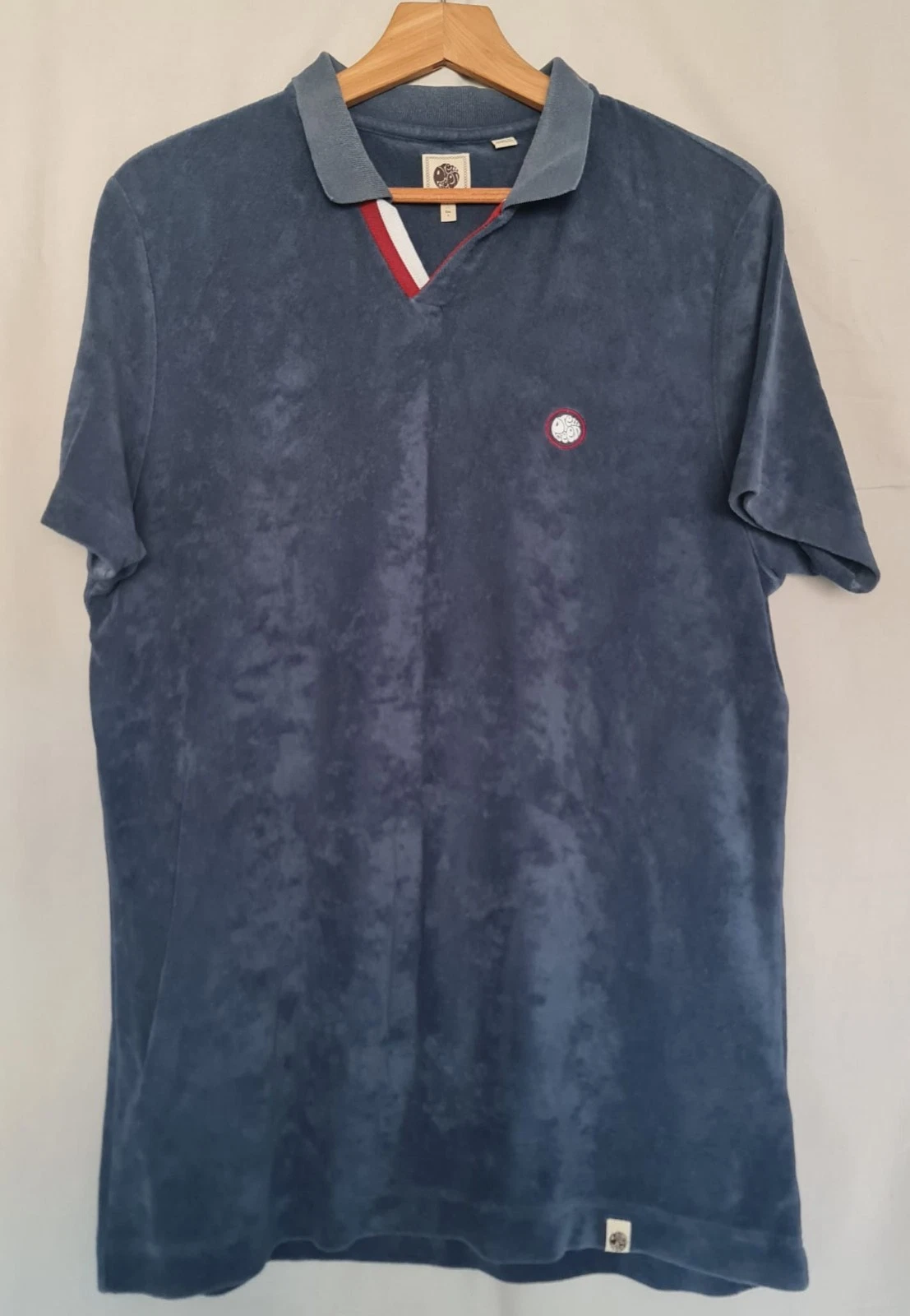 Pretty Green Men’s Navy Velour Polo Shirt Size L