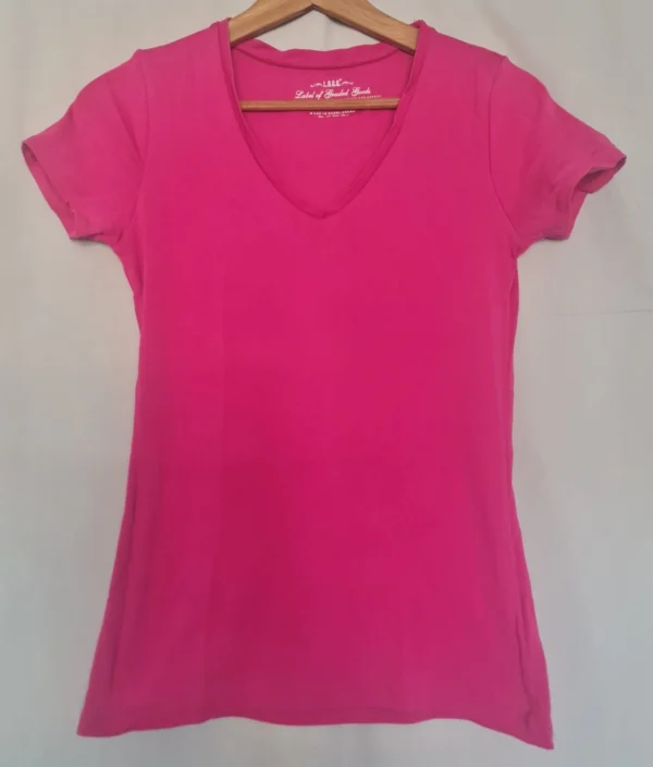 L.O.G.G. Women’s Pink V Neck T-Shirt Basic Top M / UK 12-14