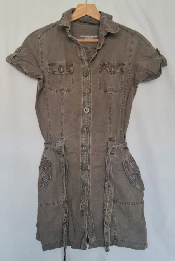 New Look Women’s Shirt Dress Brown Safari Utility Mini UK 8-10