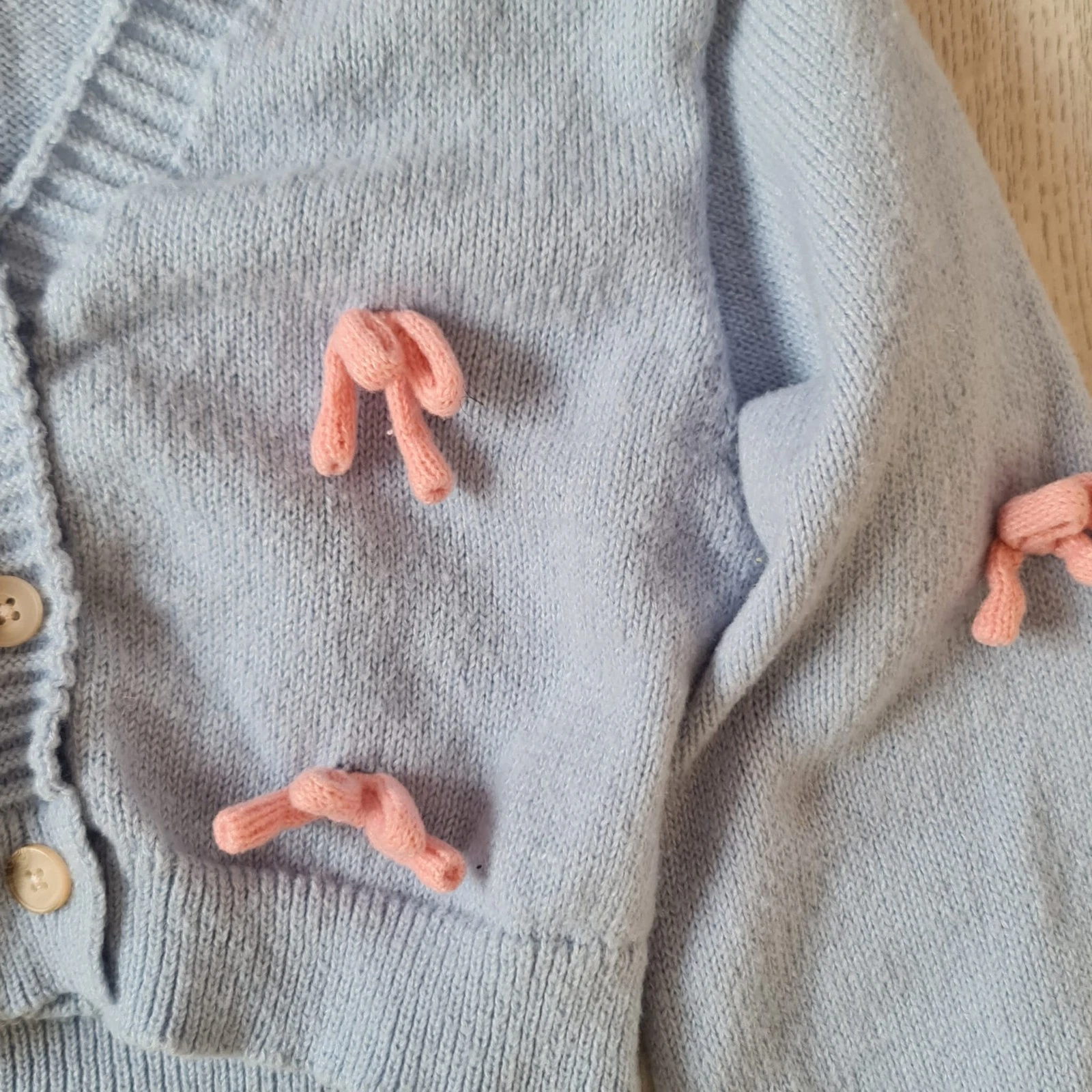 Shein Girls Bow Detail Cardigan Light Blue 8 Years / 128 cm - Image 3