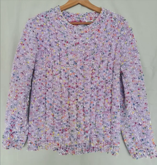 Women’s Chunky Cable Knit Jumper Lilac Speckled Cosy M / UK 12-14