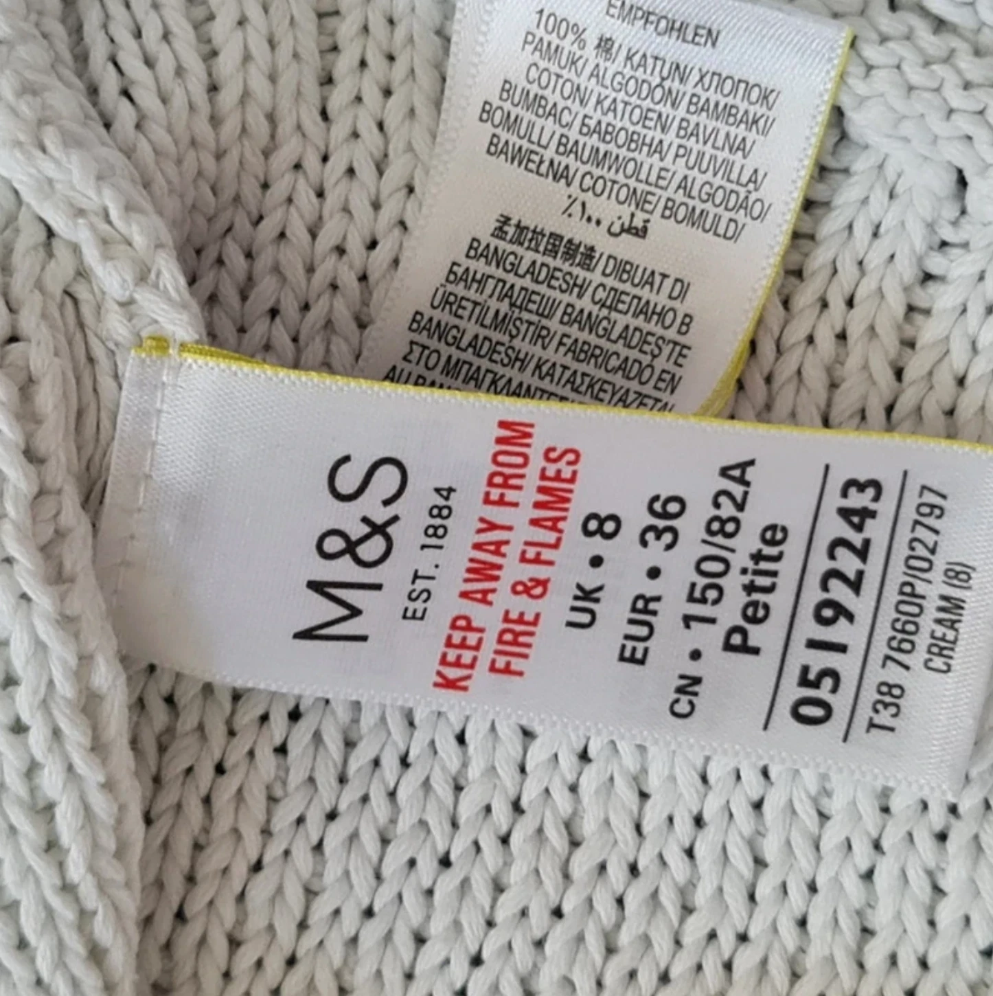 Ribbed Knit Jumper Short Sleeve Cotton Marks & Spencer UK 8-10 - Image 2