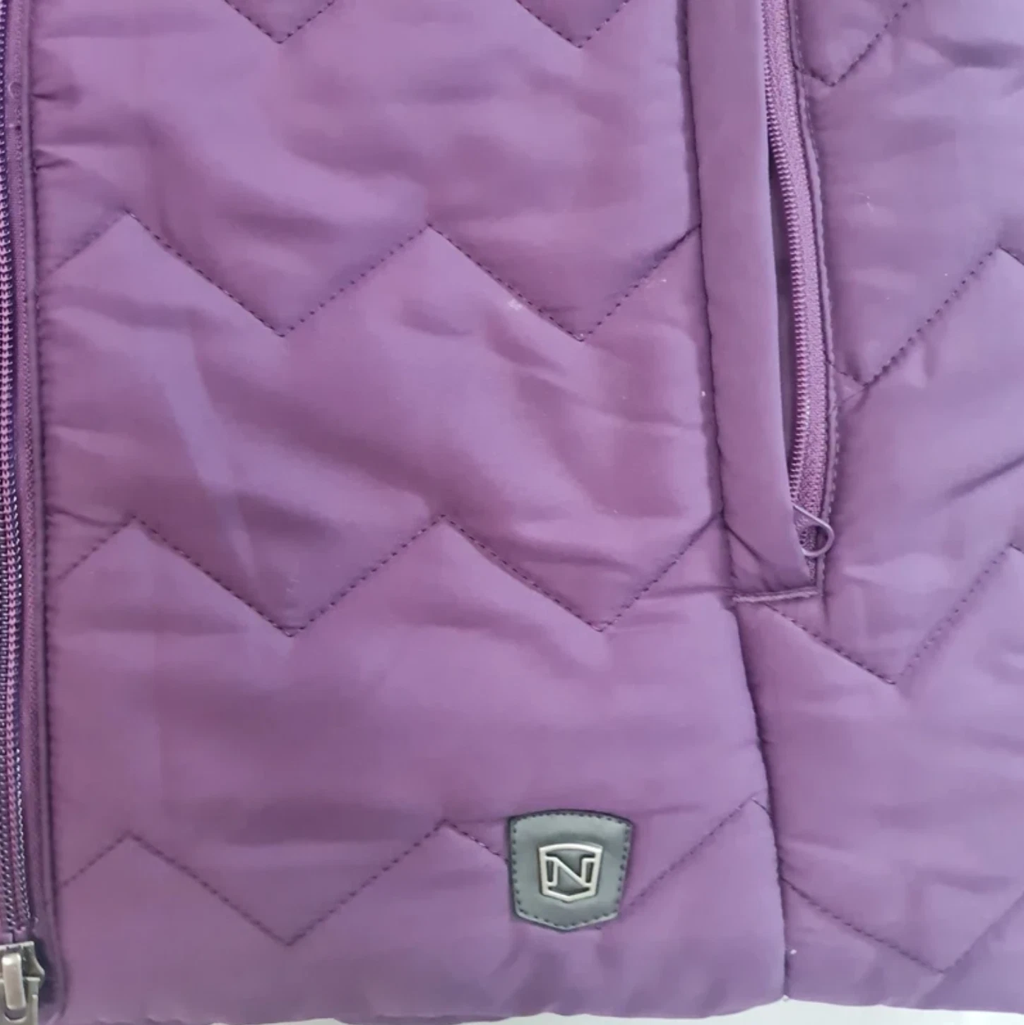 Quilted Gilet Bodywarmer Zip Padded Purple Noble UK 12-14 - Image 2