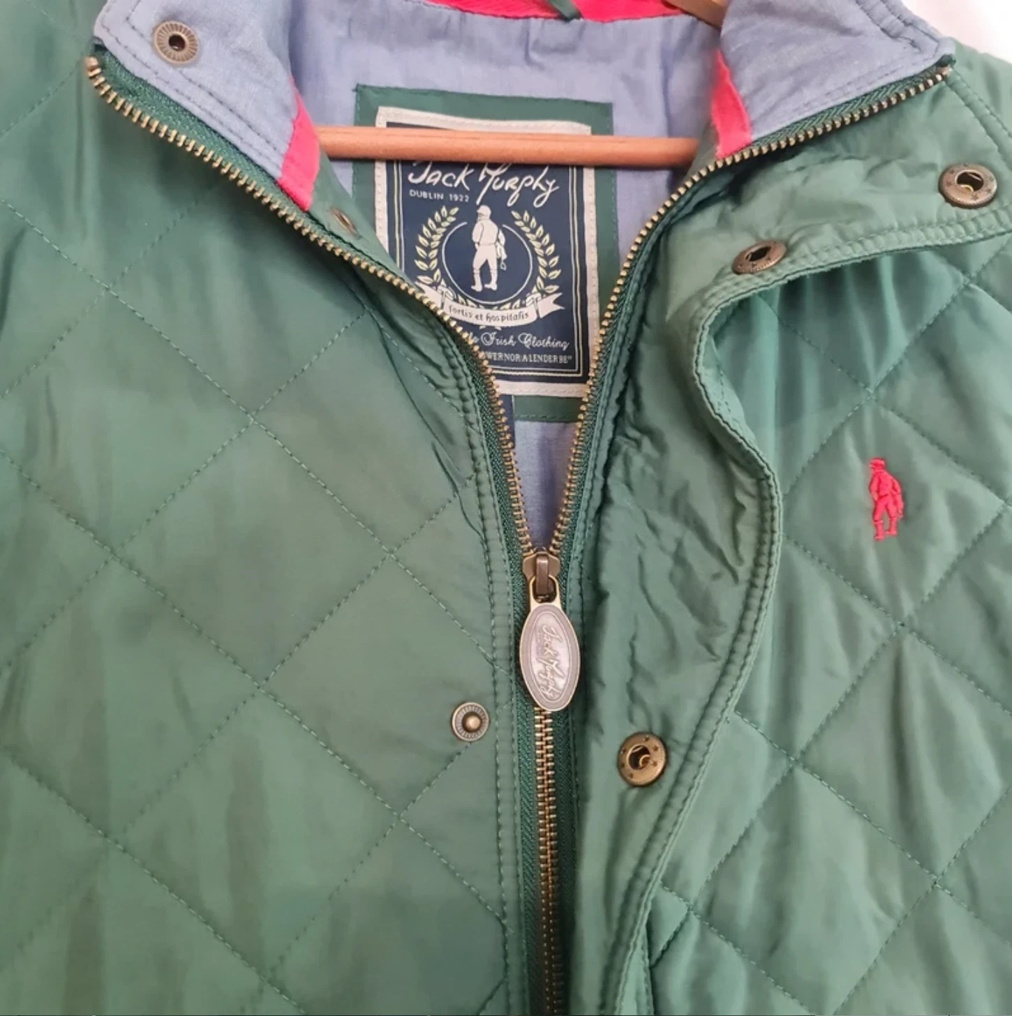 Quilted Gilet Jacket Diamond Stitch Jack Murphy Green L - Image 2