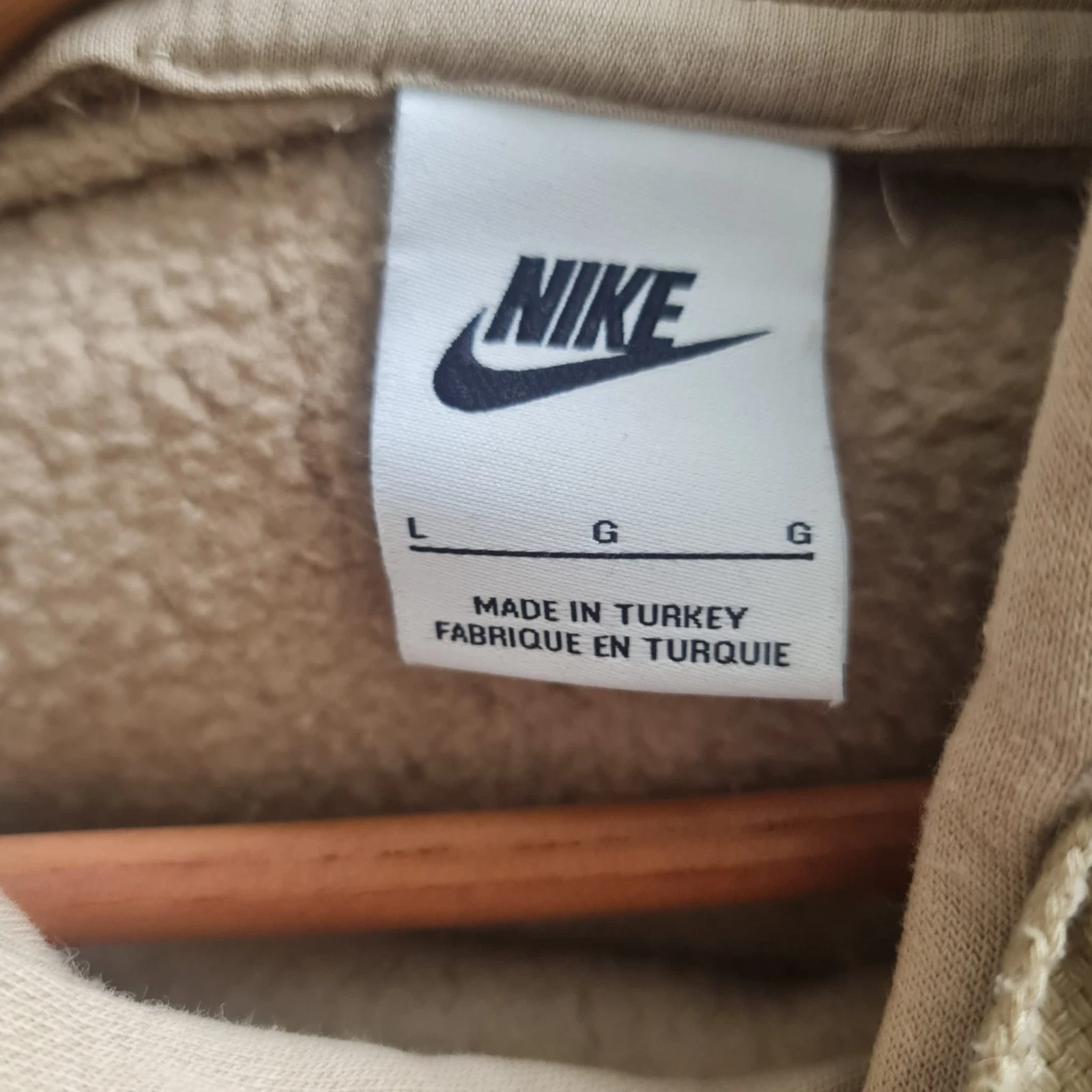 Nike Women’s Oversized Swoosh Pullover Hoodie Beige L / UK 16-18 - Image 2