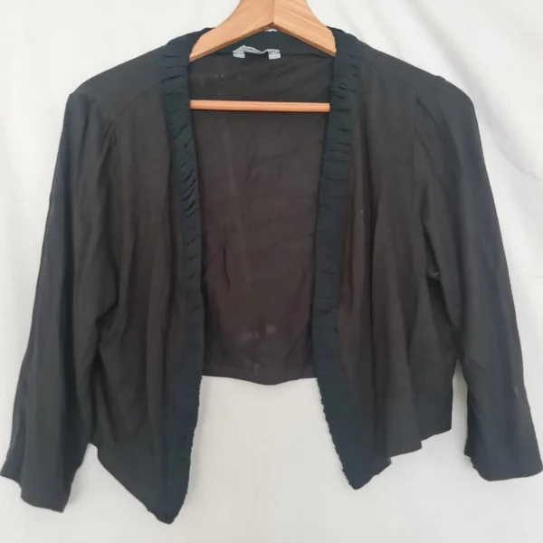 Per Una Women’s Open Front Cropped Jacket Black Size L UK 16