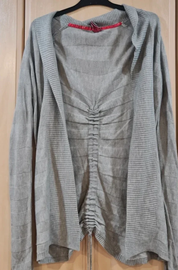 Ruched Open Front Cardigan Grey Red or Dead M / UK 12-14