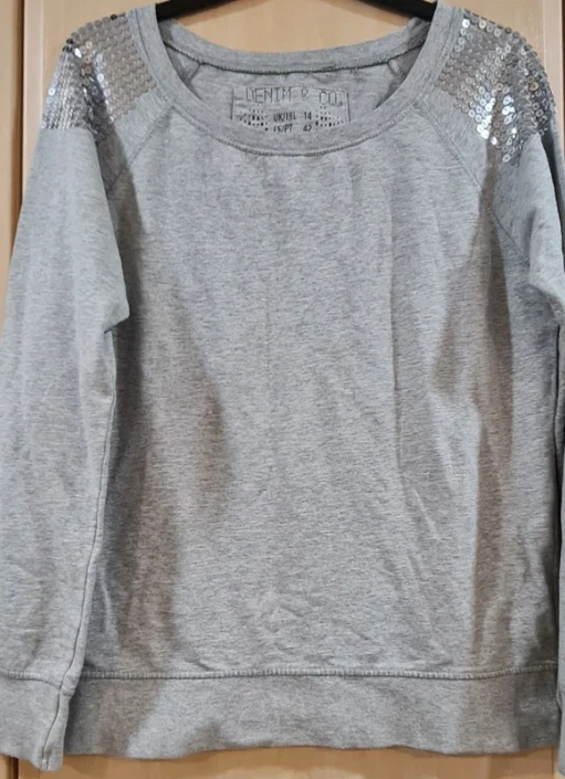 Sequin Shoulder Sweatshirt Grey Denim Co XL / UK 20-22