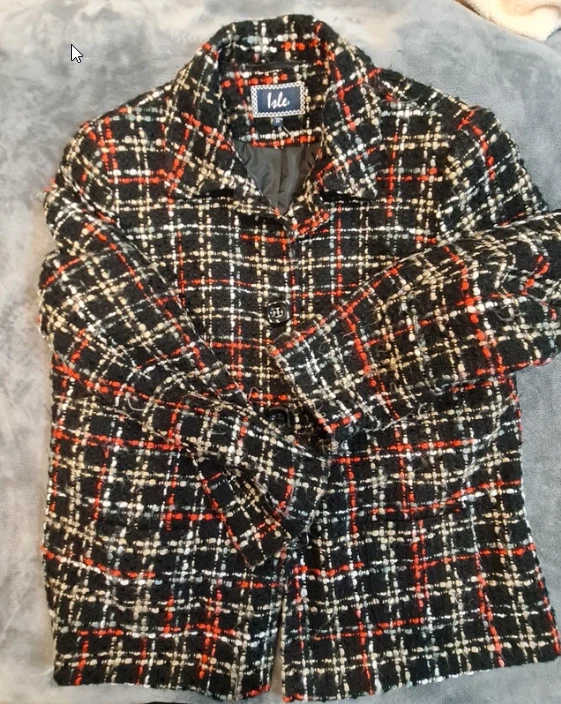 Tweed Jacket Checked Pattern Button Front Isle L / UK 16-18