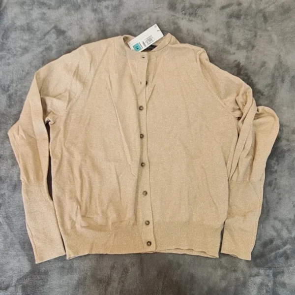 Shimmer Knit Cardigan Button Front Gold M&S M / UK 12-14
