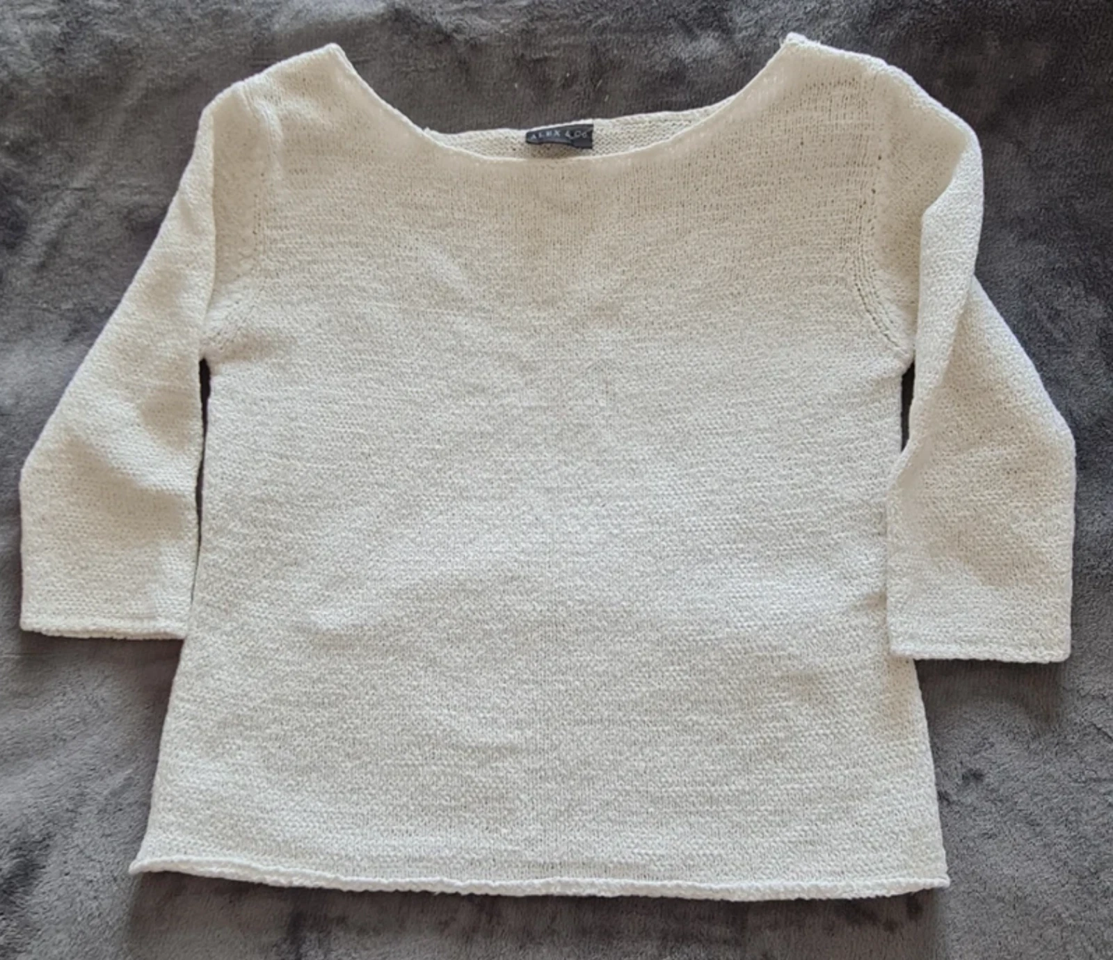 ALEX&Co Women’s Knit Jumper White Lightweight Long UK 12-14