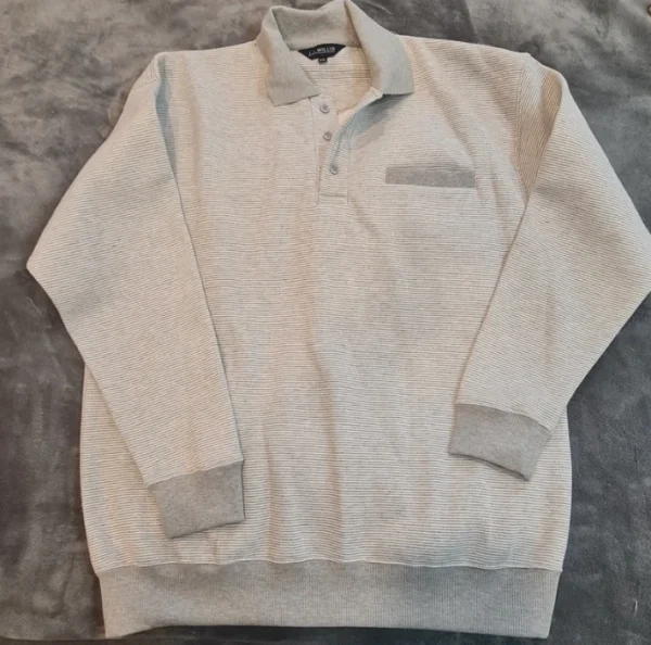 J.J. Willis Men’s Polo Sweatshirt Grey Striped XXL