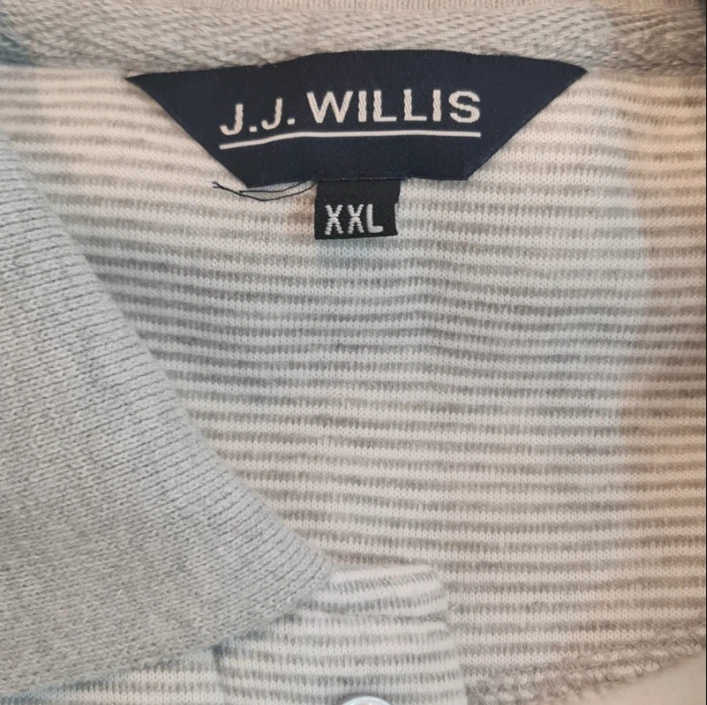 J.J. Willis Men’s Polo Sweatshirt Grey Striped XXL - Image 3