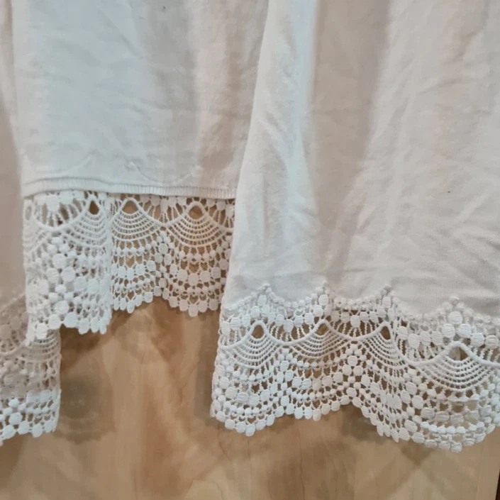 C&A Women’s Cardigan Cream Lace Trim Open Front L / UK 16-18