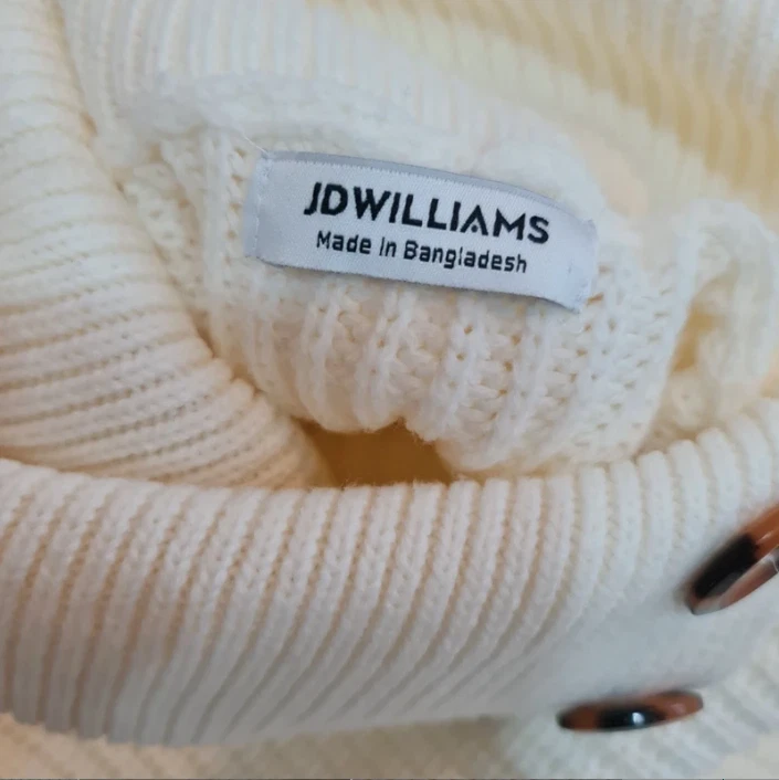 JD Williams Women’s Chunky Knit Jumper Cream Button UK 18-22 - Image 4
