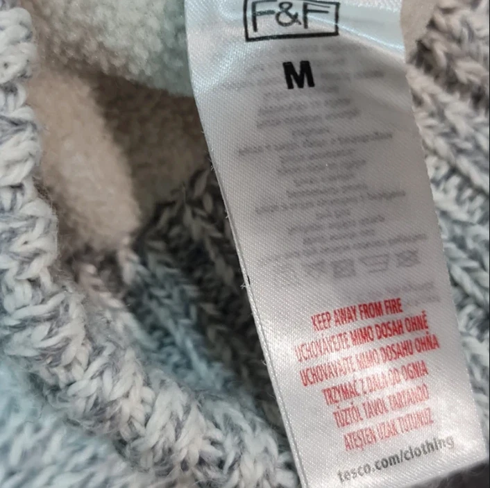 F&F Men’s Knitted Zip Cardigan Grey Cable Knit M - Image 2