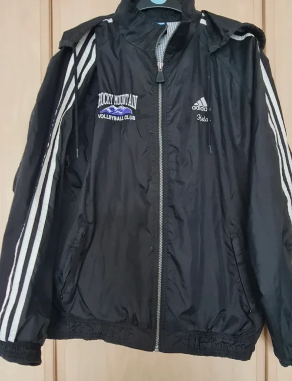 Adidas Men’s Windbreaker Jacket Black Striped M Zip Coat