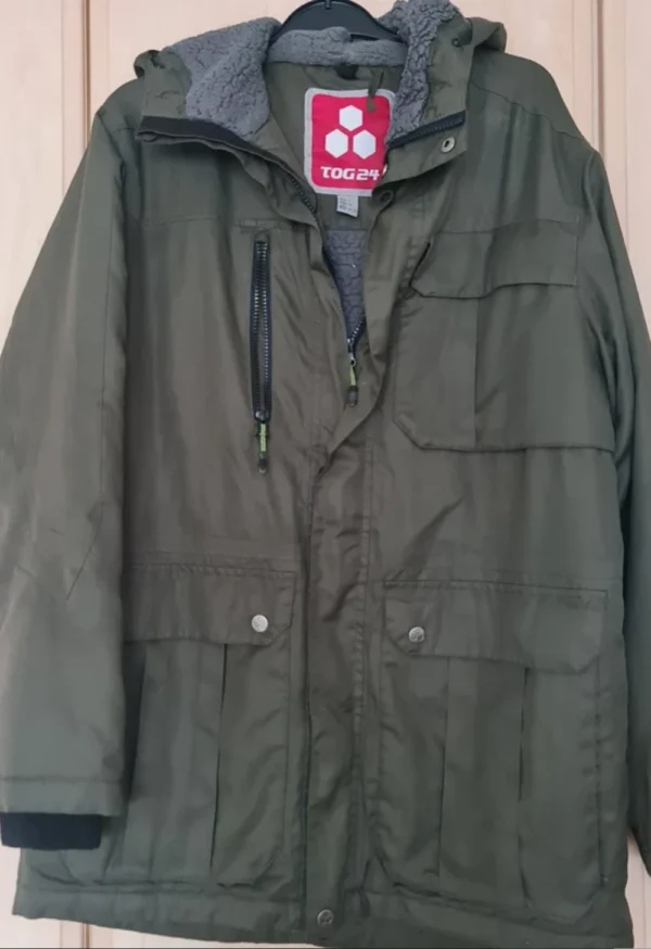 TOG24 Men’s Jacket Khaki Hooded Coat Waterproof Outdoor S