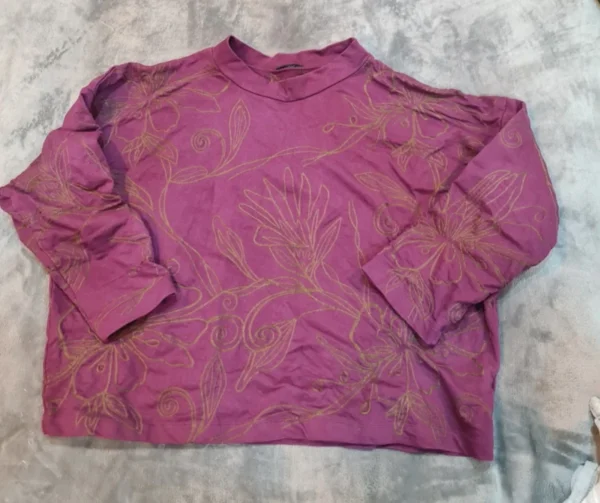 OSKA Women’s Top Blouse Tunic Purple Floral Oversized M UK 12-14