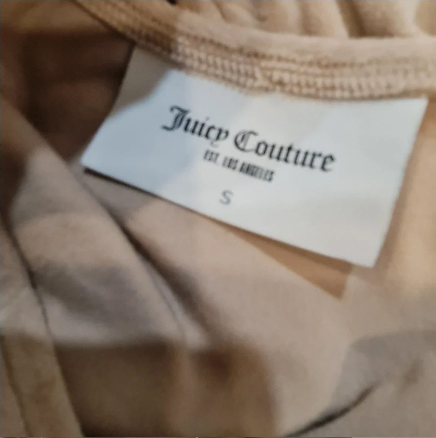 Juicy Couture Velour Hooded Bodysuit Beige Y2K Monogram Top UK 8 - Image 4