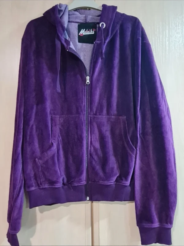 Malaika Women’s Purple Velour Hoodie Zip Up XL / UK 20-22
