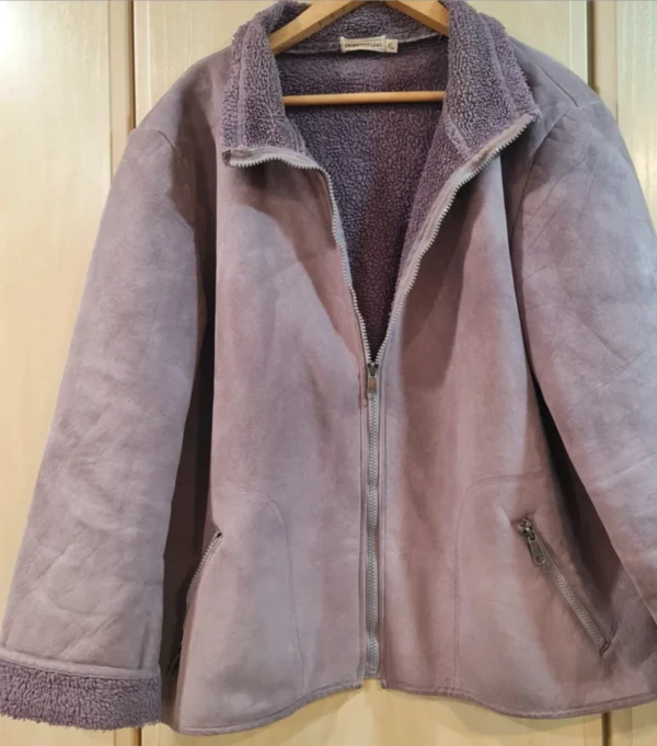 Bonmarché Women’s Purple Faux Suede Teddy Jacket Zip Up UK 20-22