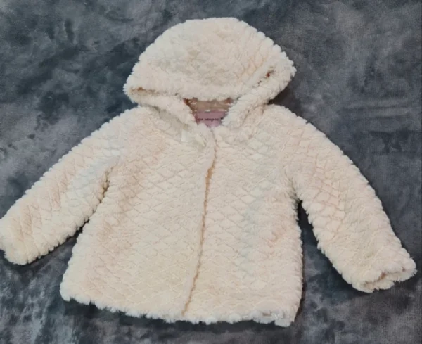 TU Baby Teddy Jacket Hooded Cream Soft Fleece 18-24 Months