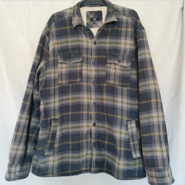 F&F Men’s Checked Flannel Shirt Jacket Fleece Lined XL / UK 42-44