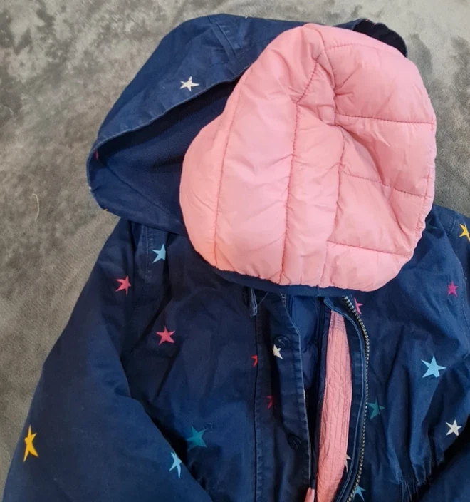 Joules Girls Navy Star Print Hooded Coat Jacket 8 Years