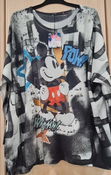 Women’s Mickey Mouse Oversized Graphic Top Italy Made UK 28-30