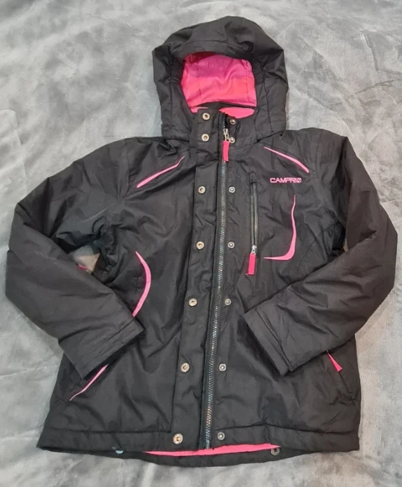 Campri Girls Black Pink Ski Jacket Hooded Waterproof 11-12 Years