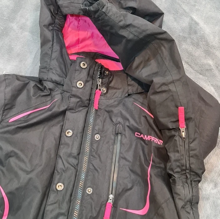 Campri Girls Black Pink Ski Jacket Hooded Waterproof 11-12 Years - Image 3