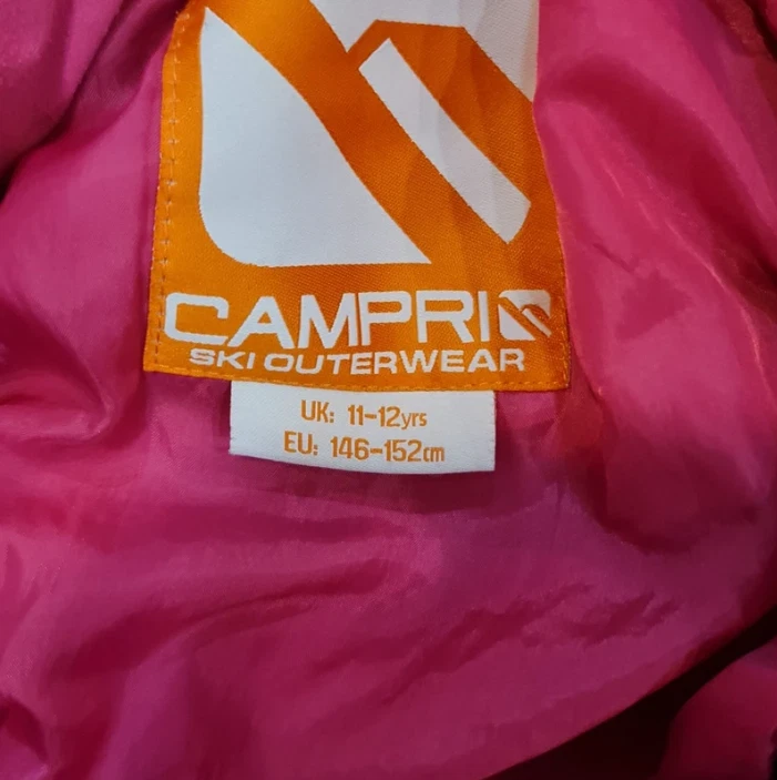 Campri Girls Black Pink Ski Jacket Hooded Waterproof 11-12 Years - Image 4