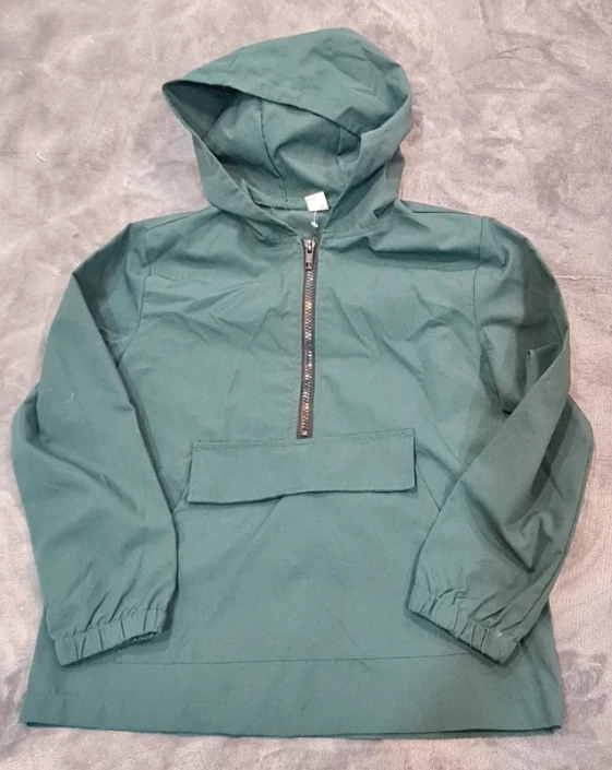 Shein Boys Green Hooded Anorak Jacket Half Zip 9 Years