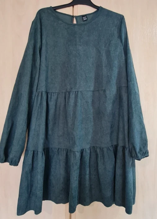 Shein Women’s Green Tiered Smock Dress Long Sleeve L / UK 16-18