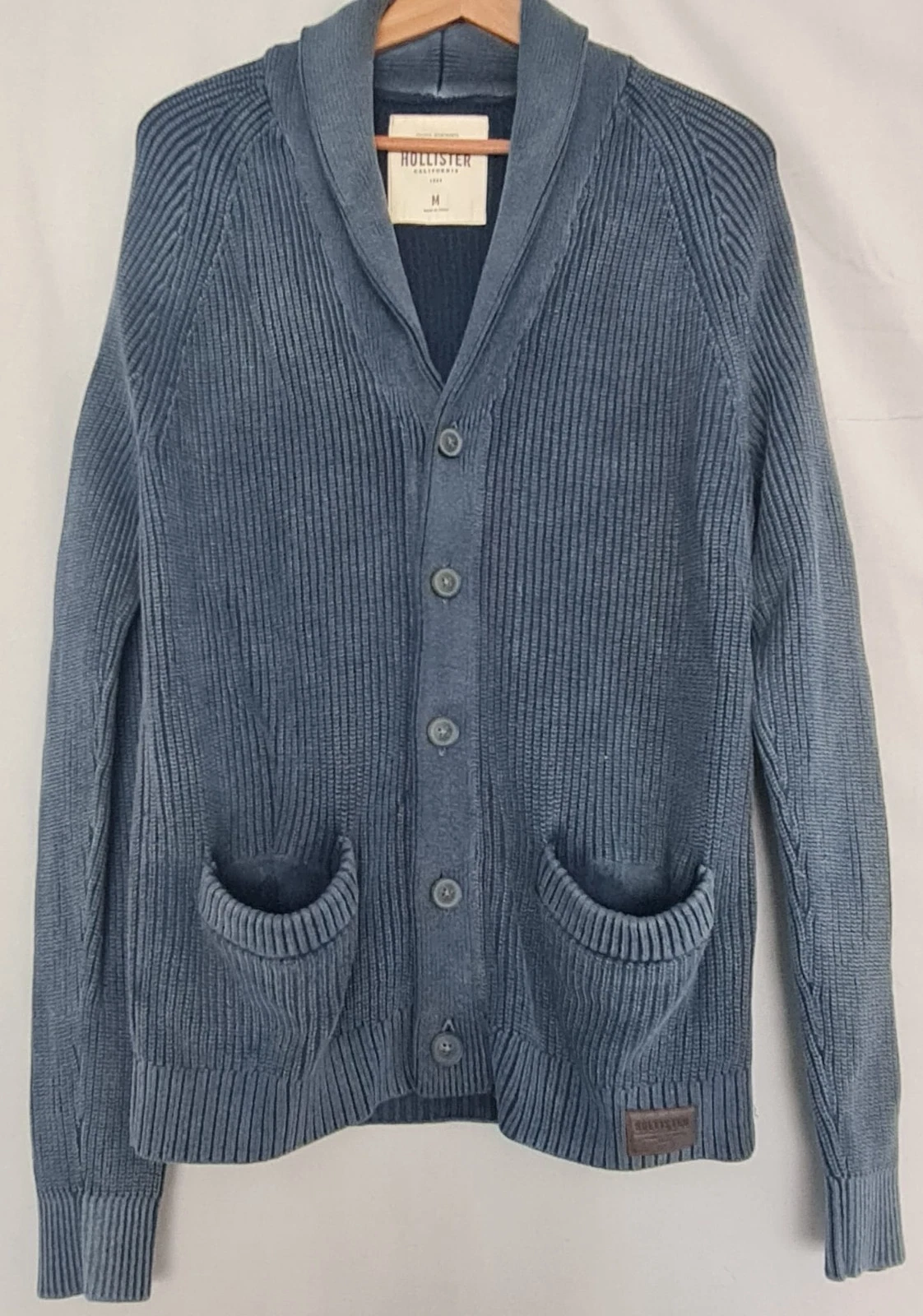 Hollister Men’s Shawl Collar Ribbed Cardigan Navy M