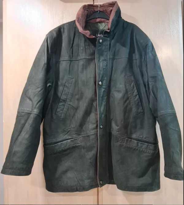 Lakeland Men’s Dark Green Leather Jacket Coat Vintage Style XL