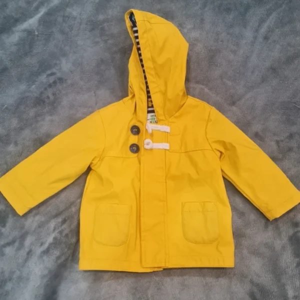 BHS Baby Yellow Raincoat Hooded Jacket Toggle Zip 3-6 Months