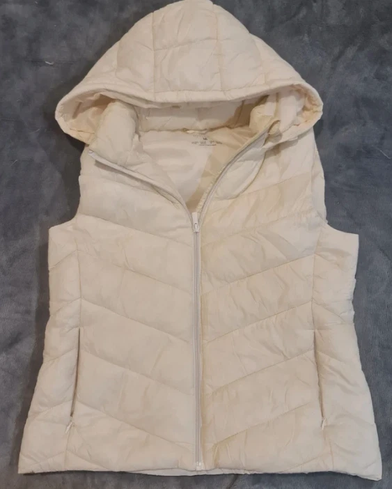 Primark Women’s Cream Padded Gilet Hooded Zip UK 12-14