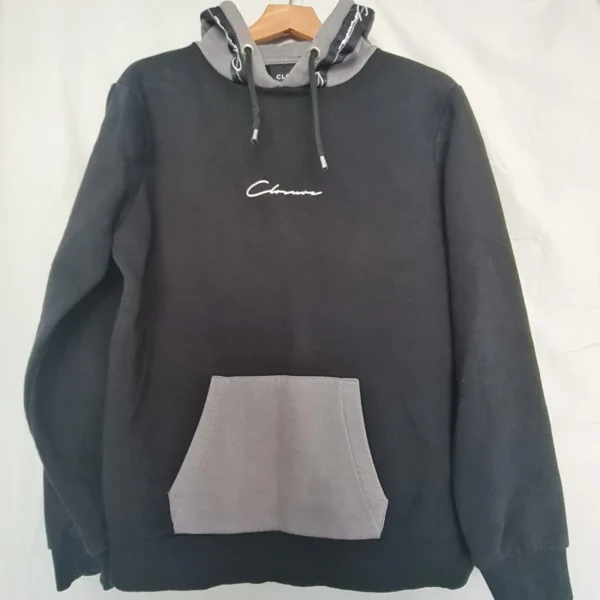 Closure London Men’s Contrast Logo Hoodie Black Grey M