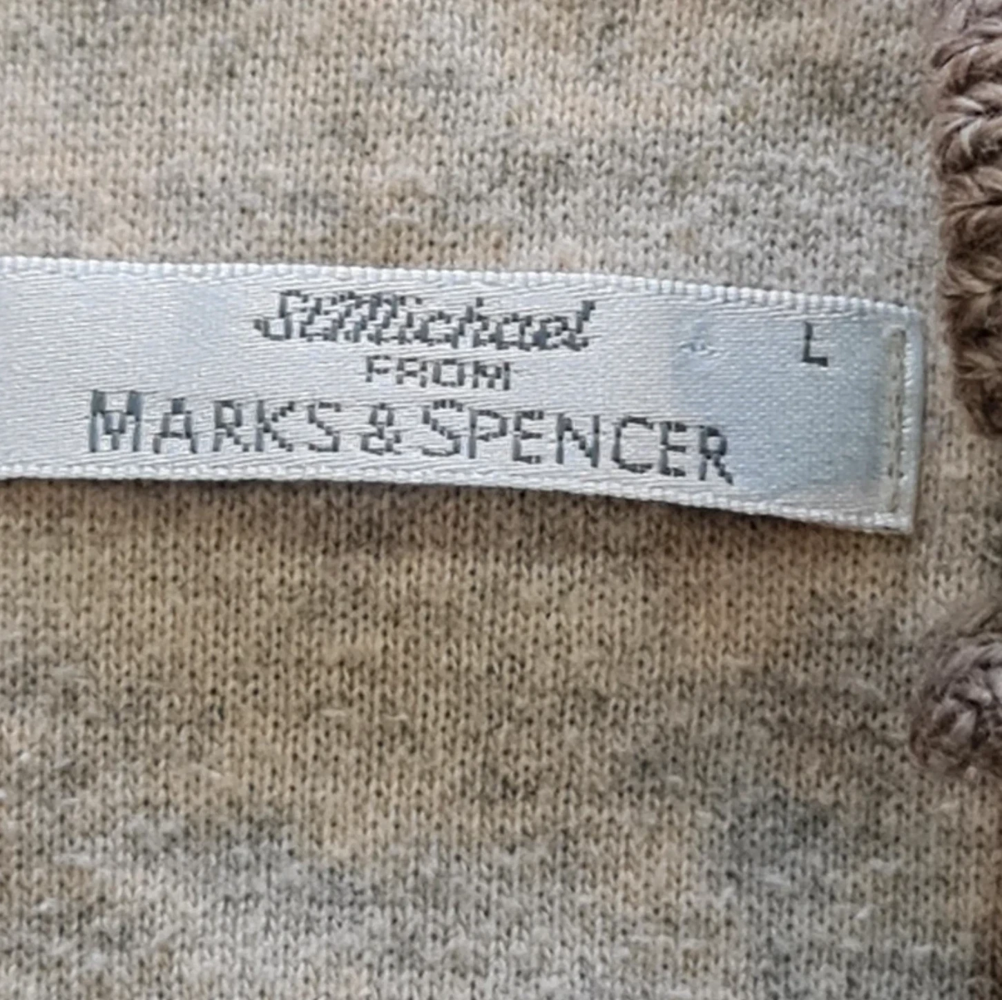 Marks & Spencer Men’s Sweatshirt Brown Beige Striped Pullover L - Image 2