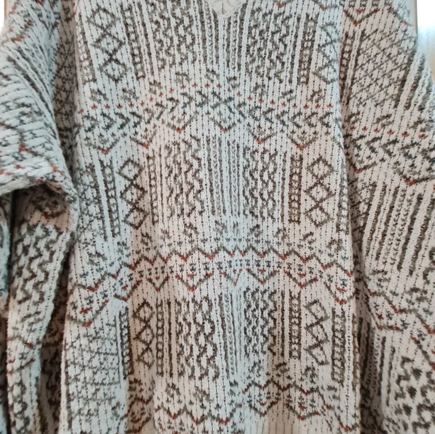 St Michael Men’s Vintage Knit Jumper Beige Patterned V Neck XL - Image 2