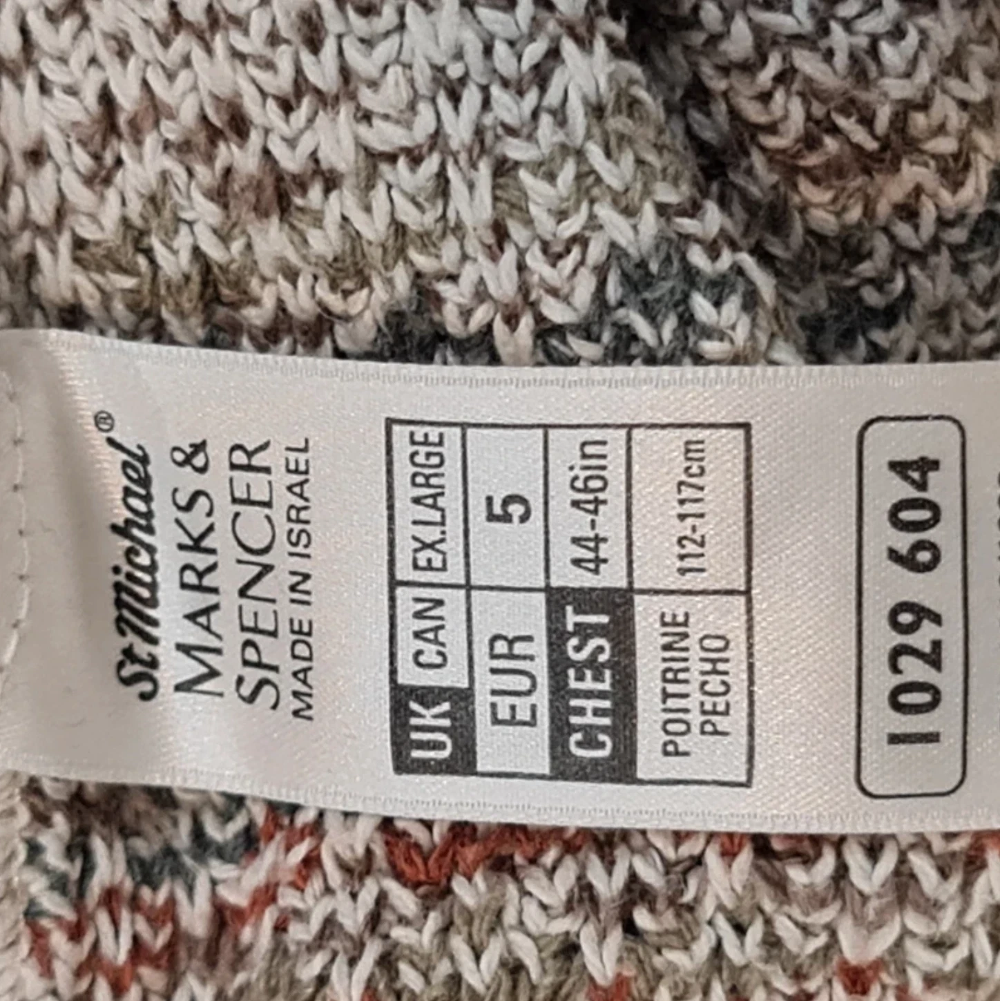 St Michael Men’s Vintage Knit Jumper Beige Patterned V Neck XL - Image 3