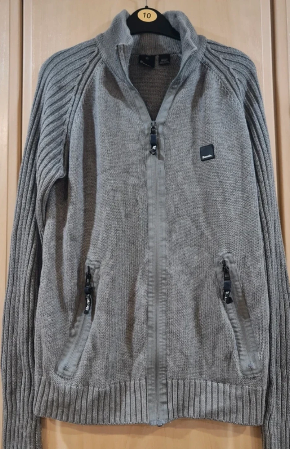 Bench Men’s Grey Knit Zip Cardigan Jacket Casual Full Zip M